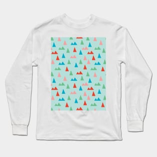 Minimalist triangles geometric pattern in light blue Long Sleeve T-Shirt